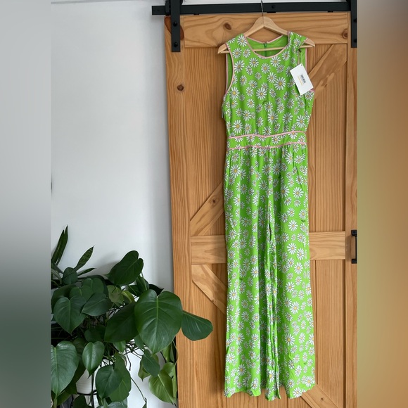 Boutique Moschino Size 10 Daisy Floral Punk Trim Jumpsuit with Pockets NWT - Picture 4 of 17